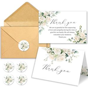 50 Funeral Thank You Cards with Envelopes 46 in Floral Thank You Cards Bereavement Cards Bulk Sympathy Cards for Funeral Family Friends Loved Ones Celebration of Life
