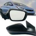 Passenger Side Mirror Compatible With 2011-2013 Hyundai Elantra With Power Glass,Heated,Manual Folding,Black,5-Pins/Non-Turn Signal