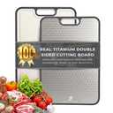 Titanium Cutting Board | Scratch Reduction Mesh | Double-Sided Pure Titanium and Wheat Straw | Anti Slip | Juice Groove | Stain Resistant | Food Grade | Easy to Clean | Smoky Supply USA