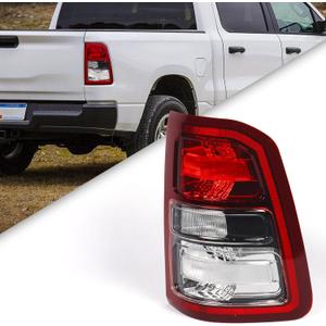 FIONE Halogen Tail Lights Assembly Compatible with Dodge Ram 1500 2019-2023 Big Horn/Tradesman with Bulbs Right Passenger Side Rear Light Black Bezel with Red Lens 68261576AE CH2801228
