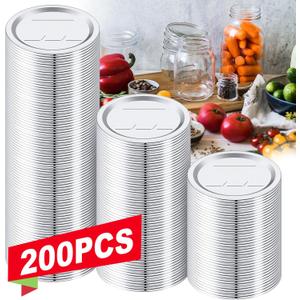 200 Pack Regular Mouth Canning Lids, 70mm/2.76 in Mason Jar Replacement Caps for Ball & Kerr Jars, Split-Type Metal Closures with Food-Grade Silicone Seal, Airtight Leak-Proof
