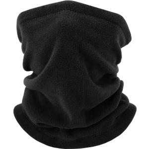 Winter Neck Warmer, Polar Fleece Neck Gaiter Warm Face Cover, Cold Weather Ski Face Mask Windproof for Men and Women (Black)