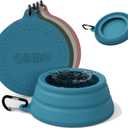 OHMO Spill Proof Collapsible Dog Water Bowl 24oz for Cars, No Splash Portable Bowls for Dog Travel, Pet Essentials for Road Trips, Cat Travel Accessories (Peacock Blue)