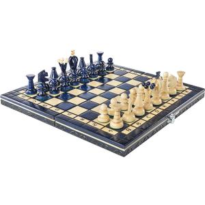 Chess and Games Shop Muba Beautiful Handcrafted Wooden Chess Set with Wooden Board and Handcrafted Chess Pieces - Gift idea Products (12.5'' (32 cm) Blue)