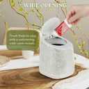 KEYPOWER Bling Rhinestone Small Tabletop Plastic Trash Can Cute Waste Can with Press-Top,Inner Tube and Trash Bags 0.5 Gallon Capacity, Suitable for Home Countertop,Car,Table Desk,Office (White)