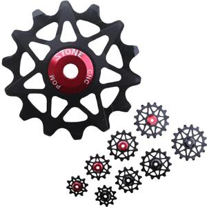DJC Stone Bearing Bike Pulley Wheel Derailleur Pulley 7 8 9 10 11 12 Speed Narrow Wide Tooth Guide Roller 10t 12t 14t 16t MTB Road Bike Derailleur Over Sized Pulley Wheel(Black 12T)