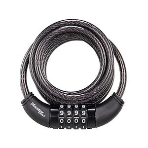 Master Lock Black Set Your Own Combination Bike Lock, Metal Cable Lock has a Weather Resistant Vinyl Coating for Outdoor Equipment, Bicycles, 6 Feet Long, 8114D
