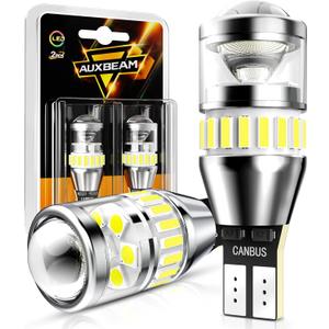 Auxbeam 912 921 LED Bulb for Backup Reverse Light Bulbs, 4000 Lumens 400% Brighter Super Bright Canbus Error Free 906 904 922 W16W T15 LED Bulbs with Double Projectors, 6500K White, Pack of 2