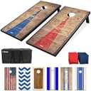 GoSports 4 x 2 ft Rustic Design Cornhole Game Set - Includes Two 4 x 2 ft Boards, 8 Bean Bags, and Carry Case