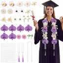 Yinder 36 Pcs DIY Graduation Leis Set Class of 2026 Flower Graduation Stole with Tassel Acrylic Card Letter Sticker Congrats Grad Necklace for Craft High School College Gift Ceremony Party(Purple)