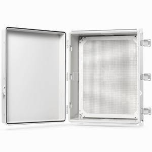 QILIPSU Waterproof Junction Box IP67 Outdoor Plastic Electrical Project Enclosure Weatherproof with Mounting Plate, Wall Brackets, Hinged Grey Cover 20"x16.1"x7.9"