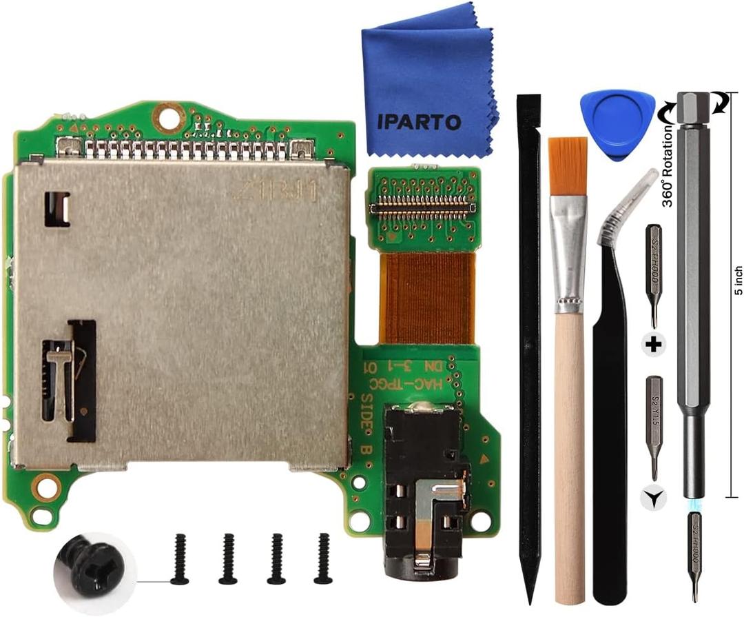 Game Cartridge Card Slot Reader Tray with Headphone Jack Port Replacement for Nintendo Switch Repair Kit