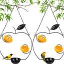 Hushee 2 Pcs Oriole Feeder for Outdoors Grape Jelly and Oranges Fruit Metal Bird Feeder Outdoor Garden Hanging Drinking Container Hummingbird Jelly for Outdoor Hanging Garden Patio(Apple Shaped)