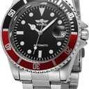 MASTOP Mens Automatic Mechanical Watches Stainless Steel Waterproof Luxury Watch for Men Reloj Automtico para Hombre (Silver Black Red)