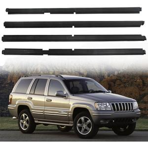 Car Outer Door Window Sweep Molding Trim Weatherstrip Seal Belt Compatible with Jeep Vehicle 1999-2004 Grand Cherokee, Replace#55135879AF 55135878AF 55135890AF 55135891AF