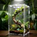Jumping Spider Enclosure, Insect Terrarium, Bug Cage, Acrylic Terrarium for Tarantula, Snail, Praying Mantis, Frog, and Small Reptiles (4.7" x 4.3" x 7.8")