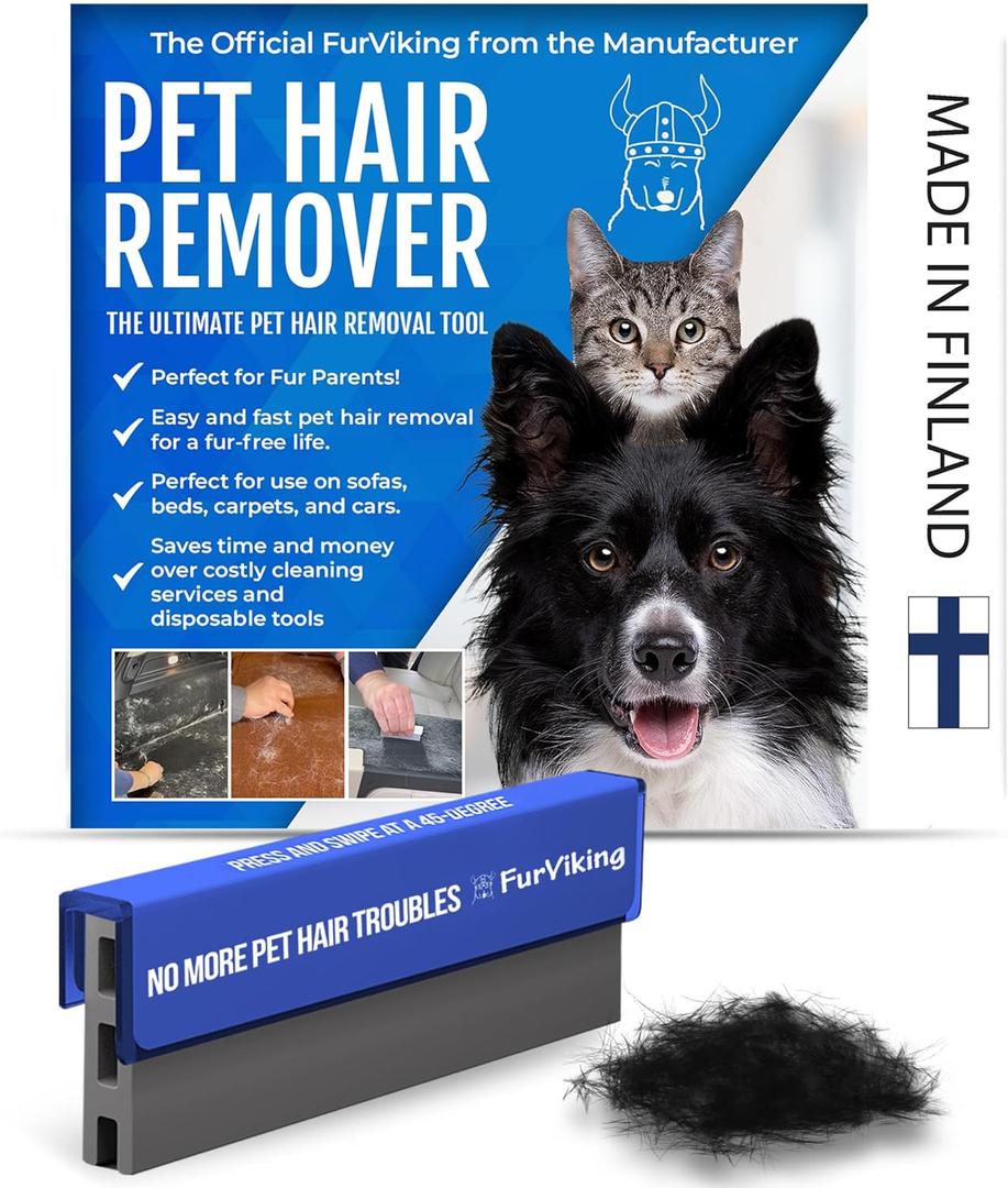 Furviking Pet Hair Remover for Car, Bed, Couch, Carpet, Home Surfaces 3.74" - Lightweight, Compact Cat Dog Fur Remover, Scraper, Cleaner - Portable, Easy to Use Pet Hair Removal Tool