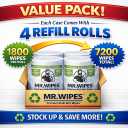 MR. WIPES Premium Bulk Wet Wipes 7200 Wipes (8" x 6"), Eco-Friendly, Safe for All Surfaces & Hands, Ideal for Gyms, Offices & Commercial Use (Aloe Vera Scent)