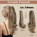 Clip in Ponytail Extension 18 Inch Pony Tails Hair Extensions for Women Long Straight Curly Tail Ponytail Hair piece Synthetic Fake Versatile Pony (Dark Sand)