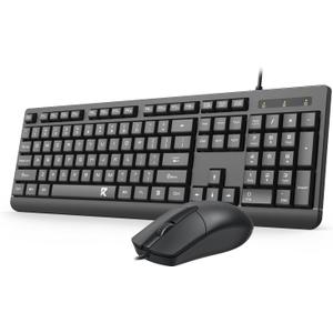 Redragon Wired Keyboard and Mouse Combo, Full-Size Spill Resistant Large Print Quiet Thin Computer Keyboard and Optical USB Mouse, Plug and Play for Windows PC, Mac OS Desktop/Laptop - Black