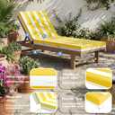 L'AGRATY Outdoor Lounge Chaise Cushion: 72x21x3 Inch Waterproof Lounge Chair Cushion for Outdoor Furniture with Fade Resistant Removable Cover - Patio Cushions for Pool Lawn Deck(Yellow White 2Pcs)