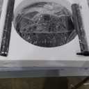 VASAGLE Round Bar Table, 41.3 Inches Tall Cocktail Pub Table with Multi-Colored Lights and Glass Top, Large Steel Base, for Kitchen, Bistro, Parties, Cloud White and Ink Black