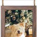 QUTREY 5x7 Picture Frames Collage, 3 Openings 5 x 7 Vertical Hanging Photo Frames Display 5 by 7 inch Pictures for Wall Decor, Walnut Brown