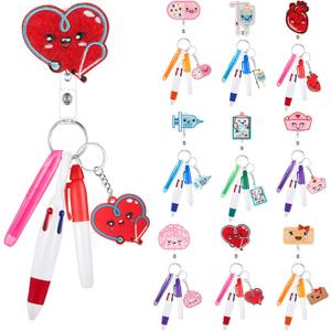 Henoyso 54 Pcs Nurse Badge Reel Pens Mini Highlighter Pens Bulk Pediatric Nursing Week Appreciation Gifts Accessories Retractable for CNA Medical Health Hospital Women Graduation (Classic)