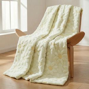 Horaldaily Spring Summer Blanket Throw, Beige Sunflower Soft Fuzzy Plush Faux Fur Cozy Blankets for Couch Sofa Bed Lounging, Ideal Gifts for Kids Adults Wife Self, 50x60