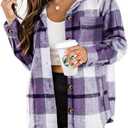 Beaully Women's 2025 Fall Clothes Plaid Shacket Jacket Long Sleeve Button Down Flannel Shirts Fashion Jacket Medium