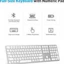 OMOTON Bluetooth Keyboard Compatible with Mac, with Numeric Keypad, Rechargeable Wireless Keyboard Compatible with MacBook Pro/Air, iMac, Mac mini/Pro Laptop and PC (Silver)