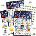 Shappy 35 Pcs Outer Space Party Bingo Cards 24 Players Outer Space Birthday Party Games Bingo Games for Adults Family Activities Birthday Wedding Party Favors Gifts