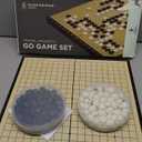 Yellow Mountain Imports Large Magnetic 19x19 Go Game Set Board (14.6-Inch) with Single Convex Stones - Folding, Portable, and Travel Ready Set