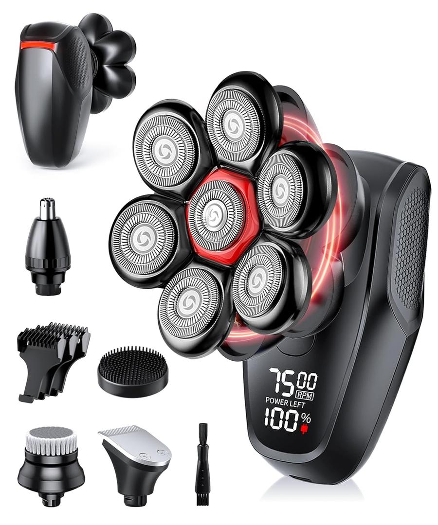 MAGELEBAZ Head Shavers for Bald Men: The Ultimate Bald Head Shaving Kit, IPX8, USB-C, Wet/Dry, LED, 7D Magnetic Razor