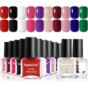 OpenLive 12 PCS Nail Polish Set With 10 Colour Combo, 2 PCS Base and Top Coat, Fast Dry Long Lasting Nail Polish for Holiday Gift Giving