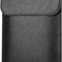 Allinside 15-16 inch Laptop Sleeve Case Compatible with MacBook Air 15 2023-2025/MacBook Pro 16 2021-2024, Waterproof PU Leather Laptop Sleeve Bag Protective Vertical Case Cover, Black