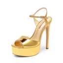 DREAM PAIRS Women’s High Platform Heels 5.75'' Stilettos Open Square Toe Heeled Sandals Ankle Strap Sexy Comfort Dress Shoes Wedding Bridal Pumps Size 7