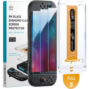 FASTSNAIL 3 Pack Screen Protector for Nintendo Switch 2(2025) with Alignment Frame Tool, Anti-Fingerprint & 9H Hardness Anti-Scratch & HD Clear Tempered Glass Screen Protector Installation Kit