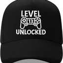 Level 13 Unlocked Gamer Hat is a Great 13th Birthday Gift for Teenage Gamers, The Perfect Gaming Party Hat Black (Black), One Size