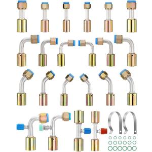 Air Conditioning AC Fitting Set Straight 90 Degree 45 Degree 42pcs, 5/8" #8, 3/4" #10, 7/8" #12