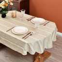 Rustic Oval Cotton Linen Tablecloths Embroidered Farmhouse Spring Table Cloths, Kitchen Dining Room Party Tablecloth Table Cover for Oval Tables 54 x 72 Inches, Coffee