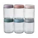 Novelinks 6 Pack Overnight Oats Containers with Plastic Lids,16 Oz Glass Mason jars with Airtight Lids, Clear Glass Fruit Yogurt Storage Jar,Kitchen Canisters