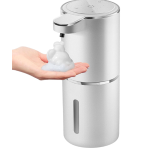 Automatic Foaming Soap Dispenser,4-Level Adjustable Foam, Wall Mount,USB Rechargeable,12.8oz/ 380ml,Touchless Hand & Dish Soap Dispenser for Bathroom, Kitchen,Hotel, Restaurant (Silver)