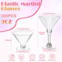 200 Pcs Plastic Martini Glasses 5 oz Disposable Cocktail Glasses Tall Mini Martini Plastic Cups Unbreakable Appetizer Dessert Cups for Margarita Wine Champagne Ice Cream Wedding Party Bar Event