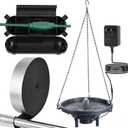 Hanging Bird Bath Fountain Kit, 12 Inch Plastic Birdbath with Flowing Fountain, US Plug, 32.8 ft Pipe Insulation Tape Wrap, 8 Inch Outdoor Cord Connection Box for Garden Lawn Yard