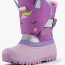 K KomForme Waterproof Girls Snow Boots with Faux Fur Lining, Warm Winter Shoes for Kids Size 10