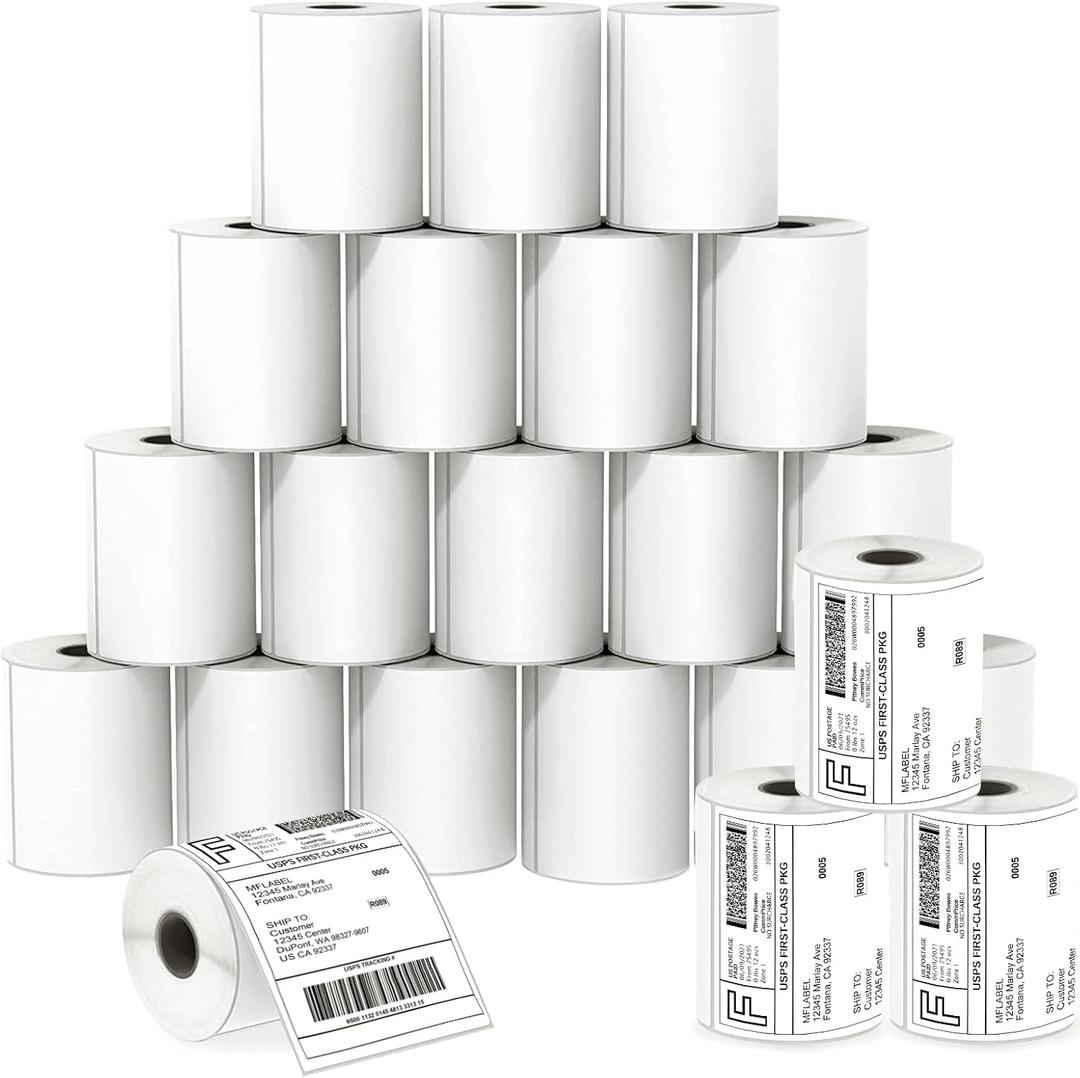 MFLABEL 4x6 Direct Labels, Perforated, Commercial Grade, for Thermal Printer, 250 Labels/1 Roll, 40 Rolls
