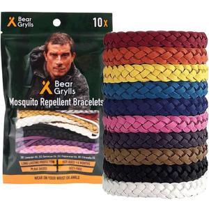Bear Grylls Mosquito Repellent Bracelets | Crafted for Adventure | Adjustable Leather | DEET-Free | Long-Lasting Protection | Pack of 10