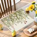 Placemats Set of 4 Linen/Vinyl Woven Place Mats for Kitchen Table Indoor/Outdoor Washable Placemat Wipeable Dining Table Mats(Beige) (Grass Flower)