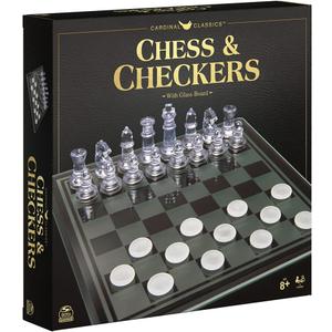 Chess & Checkers Set with Glass Board Chess & Checkers Set with Glass Board